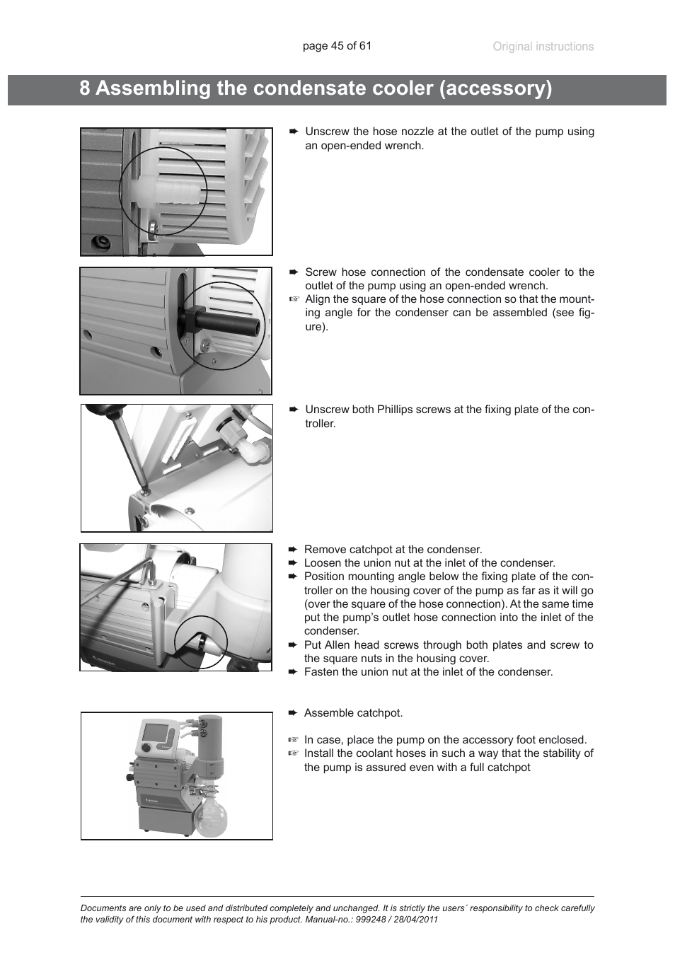 8 assembling the condensate cooler (accessory) | Heidolph ROTAVAC Vario pumping unit User Manual | Page 45 / 61