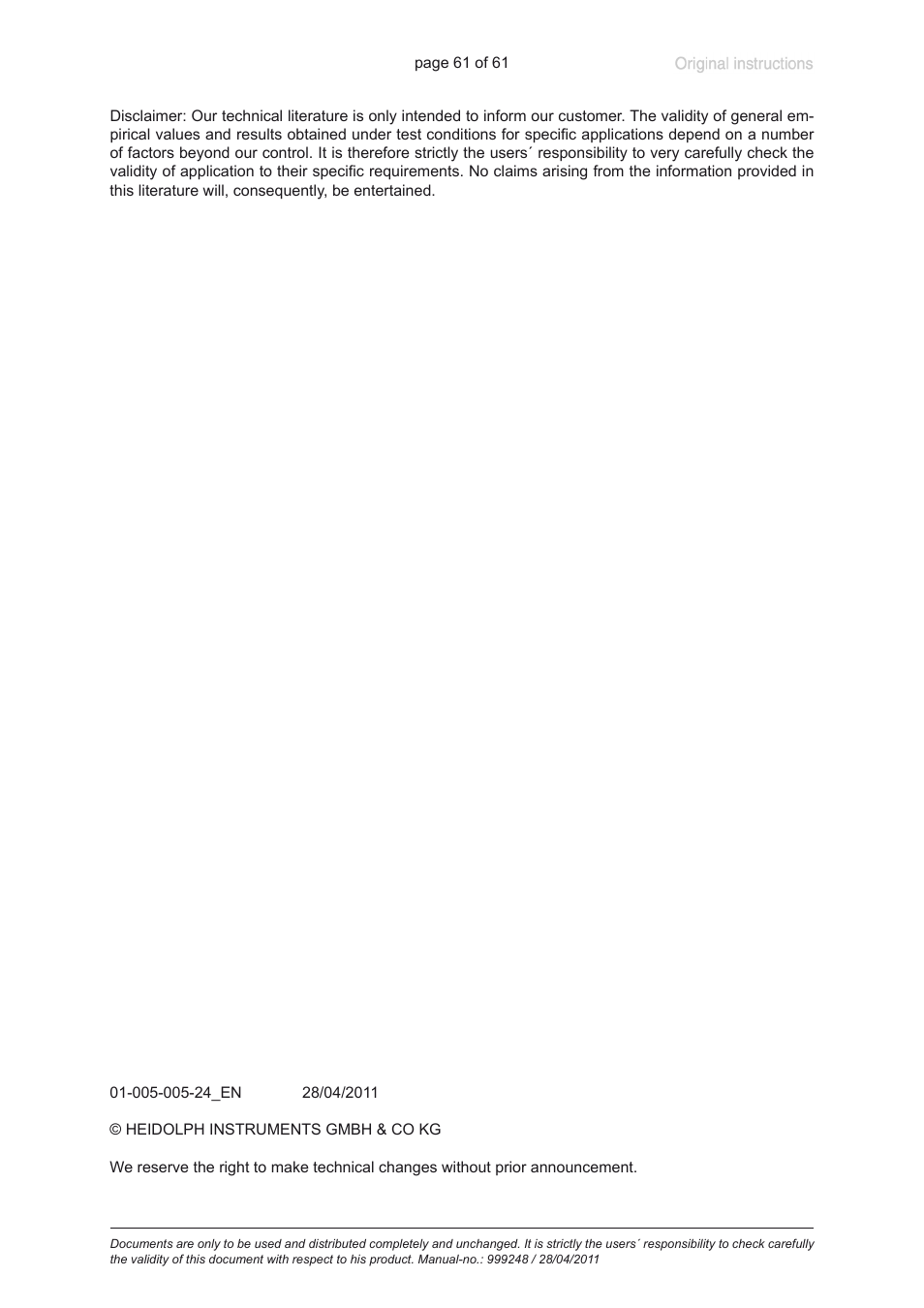 Heidolph ROTAVAC Vario pumping unit User Manual | Page 61 / 61