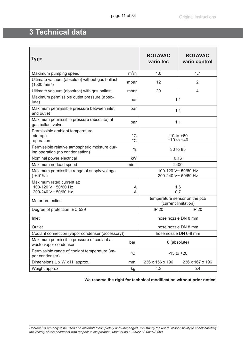 3 technical data | Heidolph ROTAVAC vario control User Manual | Page 11 / 34