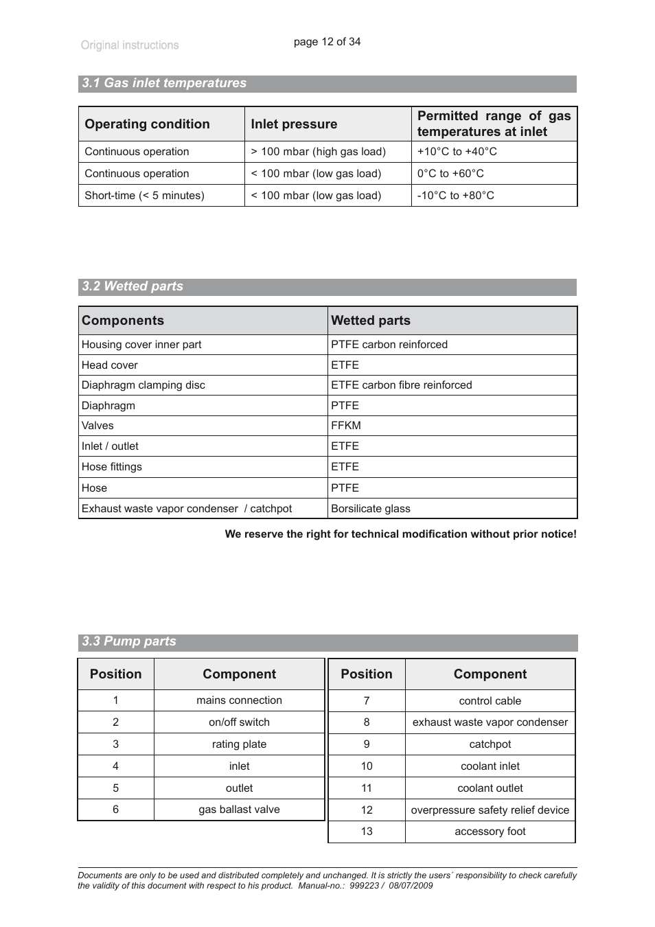 1 gas inlet temperatures, 2 wetted parts, 3 pump parts | Heidolph ROTAVAC vario control User Manual | Page 12 / 34