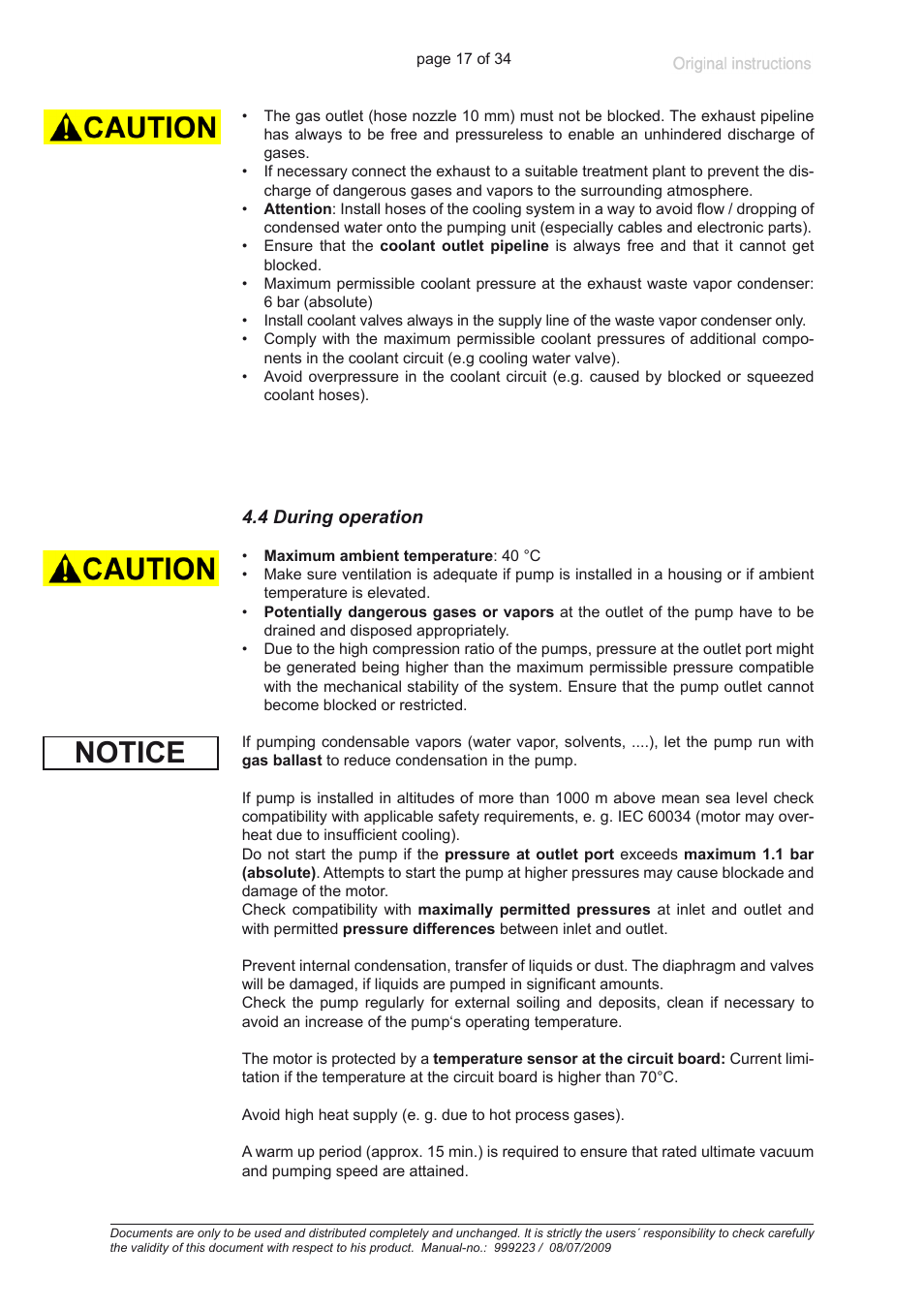 4 during operation, Notice | Heidolph ROTAVAC vario control User Manual | Page 17 / 34
