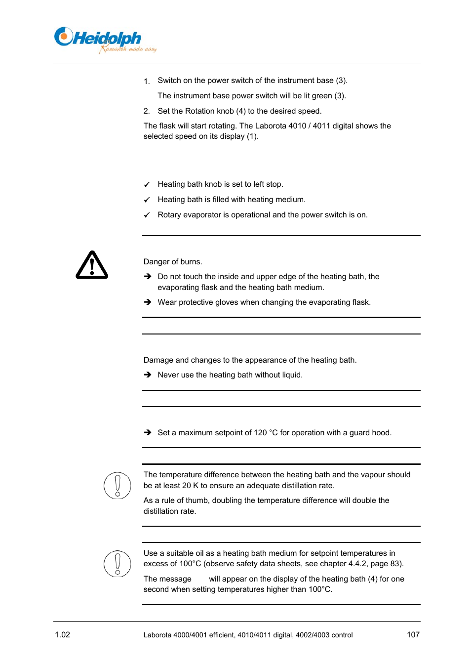2 setting the heating bath temperature, Setting the heating bath temperature | Heidolph LABOROTA 4000 up to 4003 User Manual | Page 109 / 364