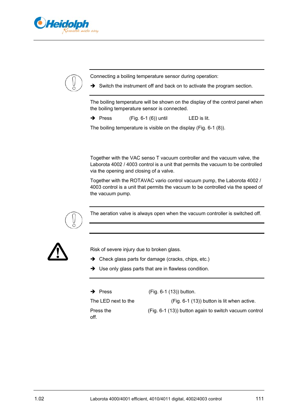 4 controlling the vacuum, 4 controlling, The vacuum | Heidolph LABOROTA 4000 up to 4003 User Manual | Page 113 / 364