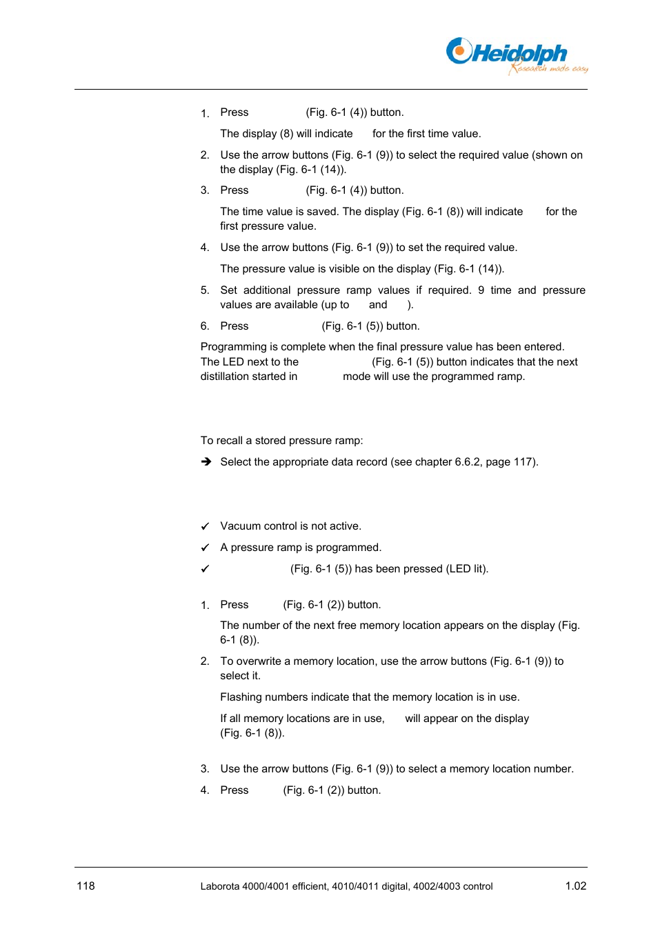 2 recalling a pressure ramp, 3 saving a pressure ramp, 2 recalling | Pressure ramp | Heidolph LABOROTA 4000 up to 4003 User Manual | Page 120 / 364