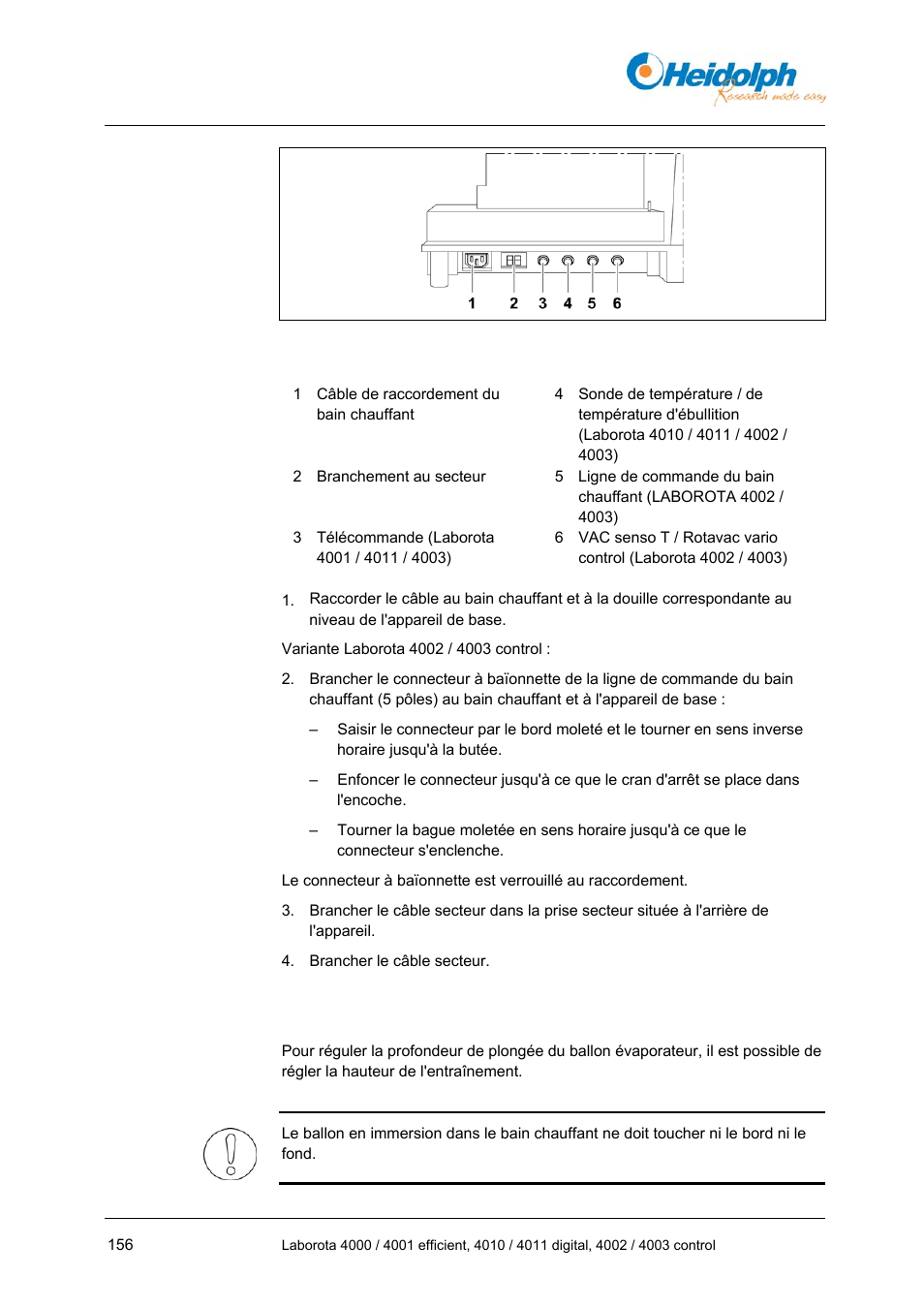 5 utilisation de l'élévateur, 5 utilisation, De l'élévateur | Heidolph LABOROTA 4000 up to 4003 User Manual | Page 158 / 364
