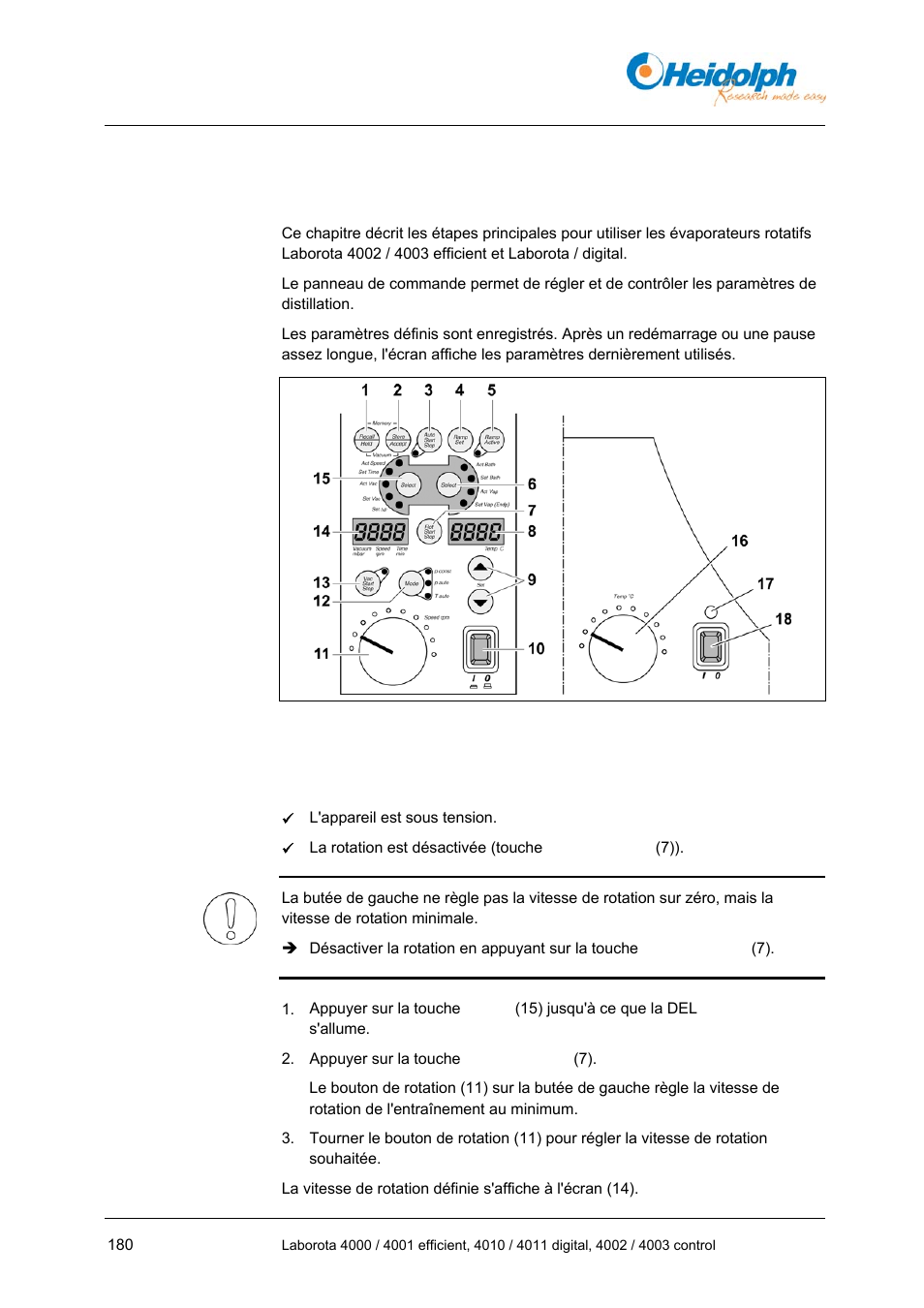 1 réglage de la vitesse de rotation, Utilisation du modèle laborota 4002 / 4003 control, Réglage de la vitesse de rotation | Figure 6-1 | Heidolph LABOROTA 4000 up to 4003 User Manual | Page 182 / 364