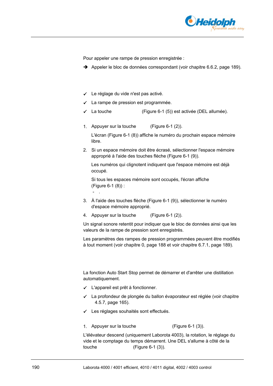 2 appel d'une rampe de pression, 3 enregistrement d'une rampe de pression, 8 fonction auto start stop | 3 enregistrement, D'une rampe de pression, 8 fonction, Auto start stop | Heidolph LABOROTA 4000 up to 4003 User Manual | Page 192 / 364
