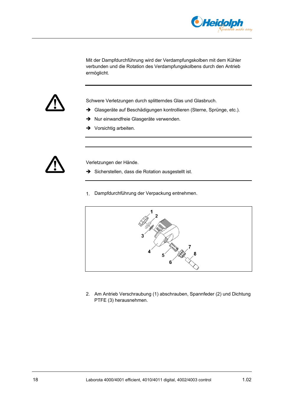 2 dampfdurchführung installieren | Heidolph LABOROTA 4000 up to 4003 User Manual | Page 20 / 364