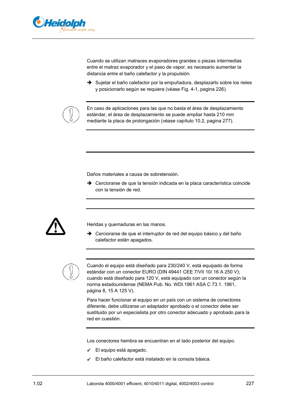 3 desplazar el baño calefactor, 4 conectar el equipo básico, 3 desplazar | El baño calefactor, 4 conectar, El equipo básico | Heidolph LABOROTA 4000 up to 4003 User Manual | Page 229 / 364
