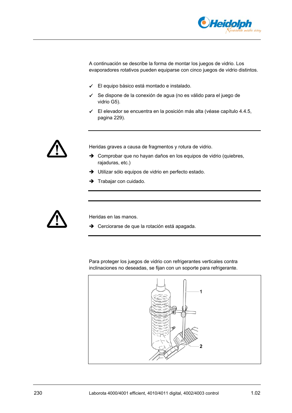 5 montar los juegos de vidrio, 1 instalar el soporte para refrigerante (g3–g6), 5 montar | Juegos de vidrio, 1 instalar, Soporte, Para refrigerante (g3–g6) | Heidolph LABOROTA 4000 up to 4003 User Manual | Page 232 / 364