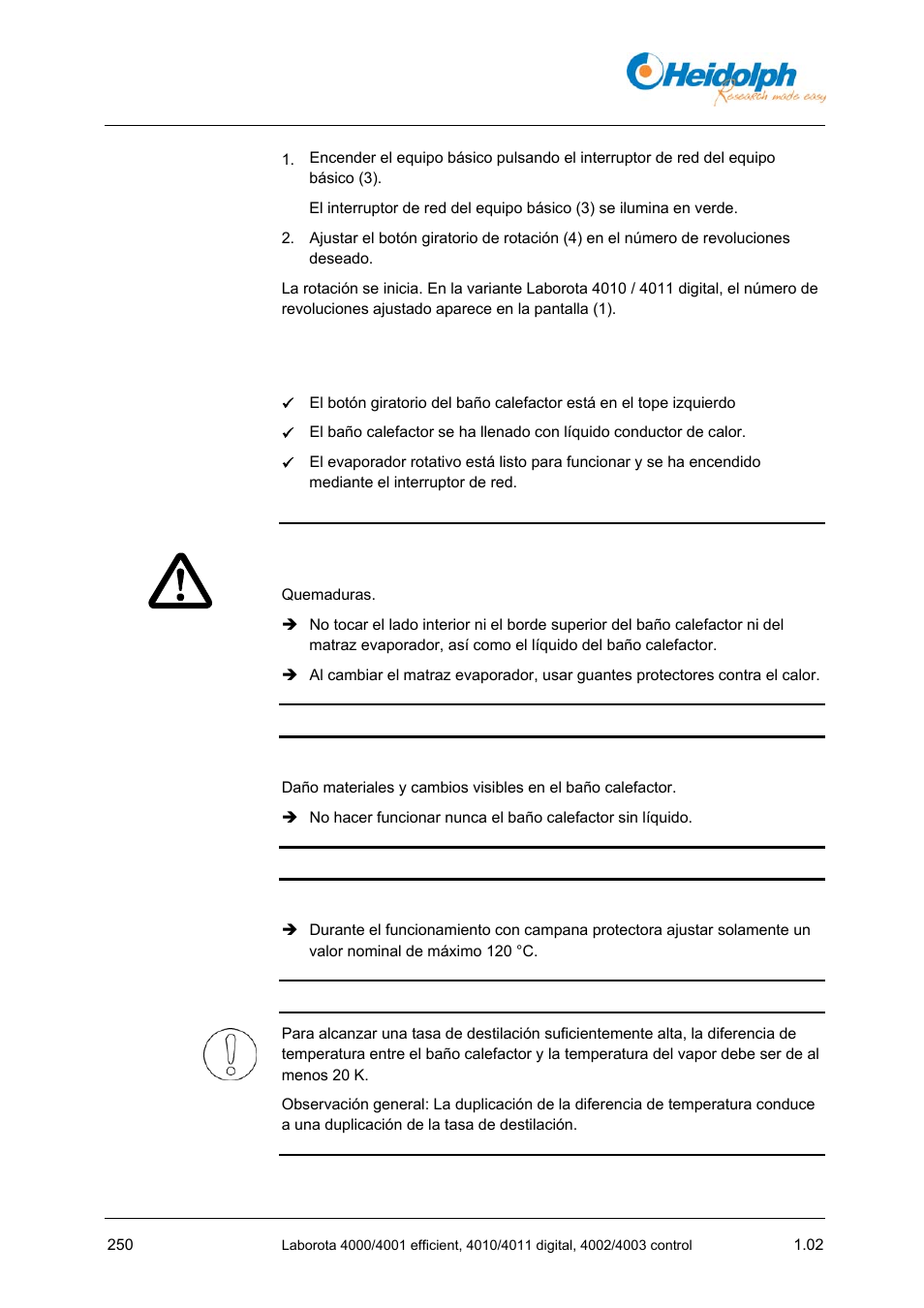 2 ajustar la temperatura del baño calefactor, Ajustar la temperatura del baño calefactor | Heidolph LABOROTA 4000 up to 4003 User Manual | Page 252 / 364