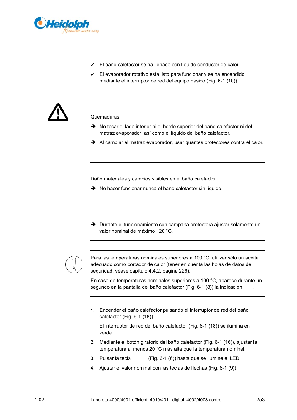 2 ajustar la temperatura del baño calefactor, Ajustar la temperatura del baño calefactor | Heidolph LABOROTA 4000 up to 4003 User Manual | Page 255 / 364