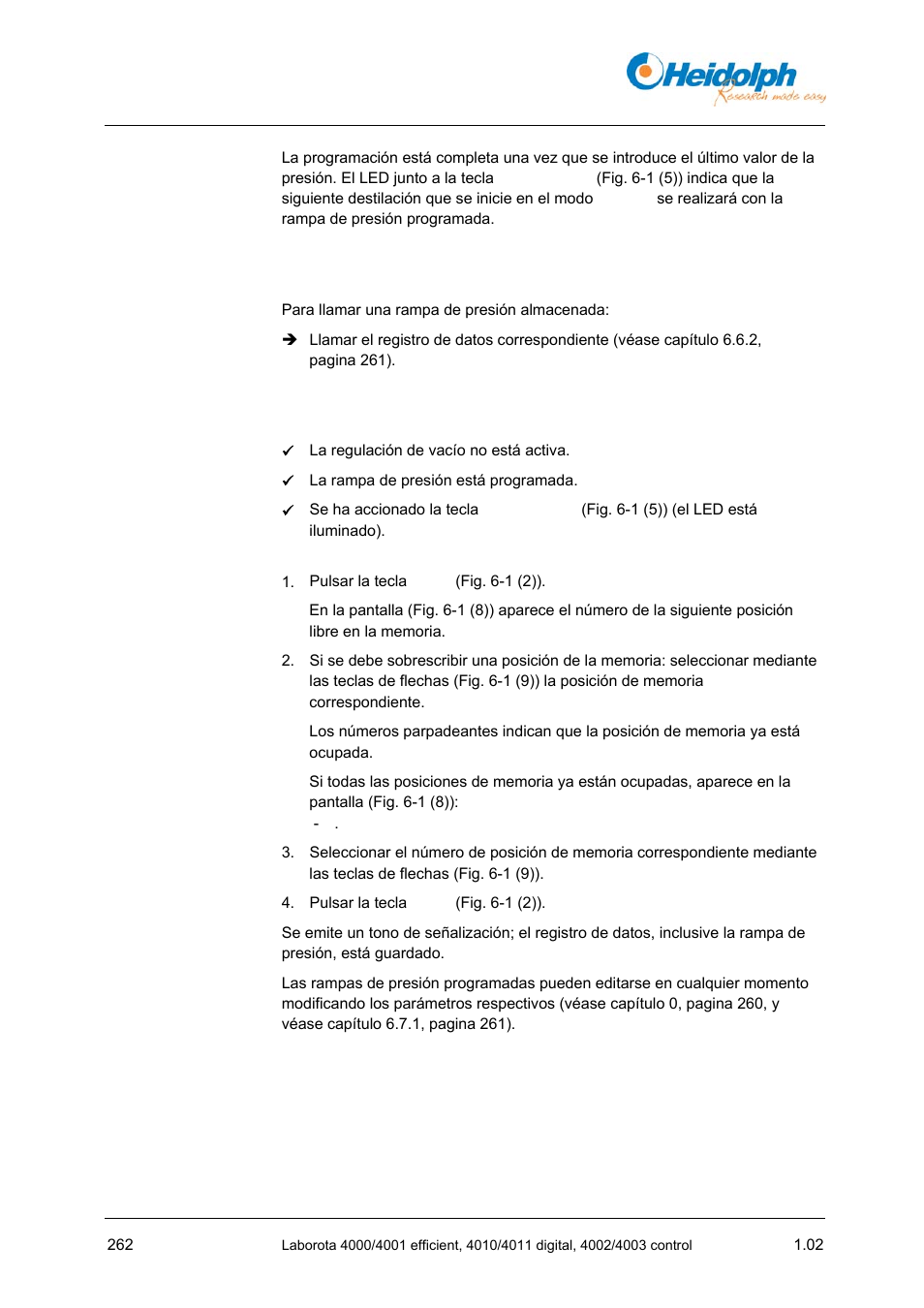 2 llamar rampa de presión, 3 guardar una rampa de presión, 2 llamar | Rampa de presión, 3 guardar | Heidolph LABOROTA 4000 up to 4003 User Manual | Page 264 / 364