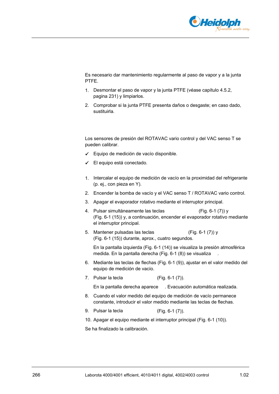 8 mantenimiento, limpieza, servicio técnico, 1 mantenimiento, 1 calibrar el sensor de presión | 8 mantenimiento, Limpieza, servicio técnico | Heidolph LABOROTA 4000 up to 4003 User Manual | Page 268 / 364