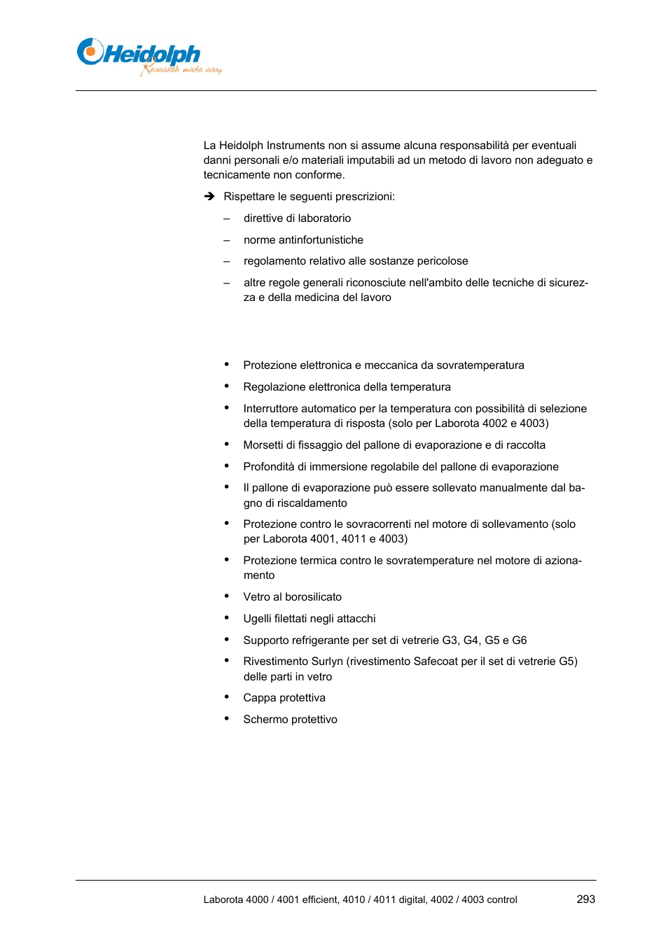8 consapevolezza nel lavoro, 9 dispositivi di sicurezza dell'apparecchiatura, Consapevolezza nel lavoro | Dispositivi di sicurezza dell'apparecchiatura | Heidolph LABOROTA 4000 up to 4003 User Manual | Page 295 / 364