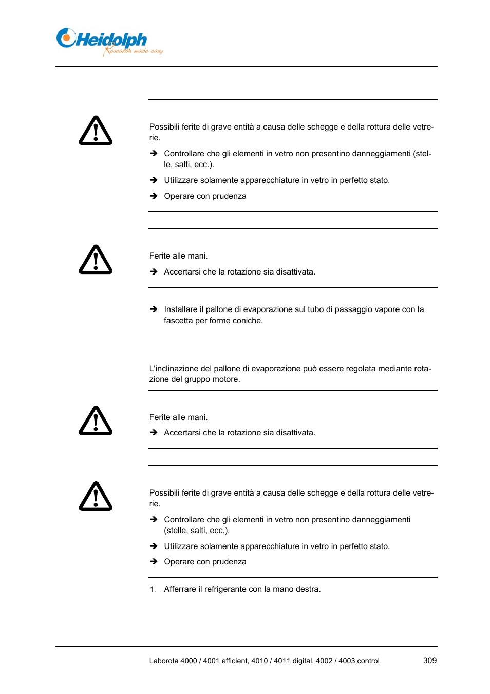 5 installazione del pallone di evaporazione, 5 installazione, Pallone di evaporazione | 6 regolazione, Dell'inclinazione del pallone di evaporazione | Heidolph LABOROTA 4000 up to 4003 User Manual | Page 311 / 364