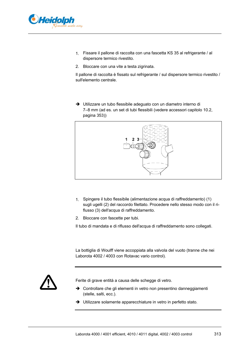 11 montaggio del pallone di raccolta, 13 collegamento del vuoto | Heidolph LABOROTA 4000 up to 4003 User Manual | Page 315 / 364