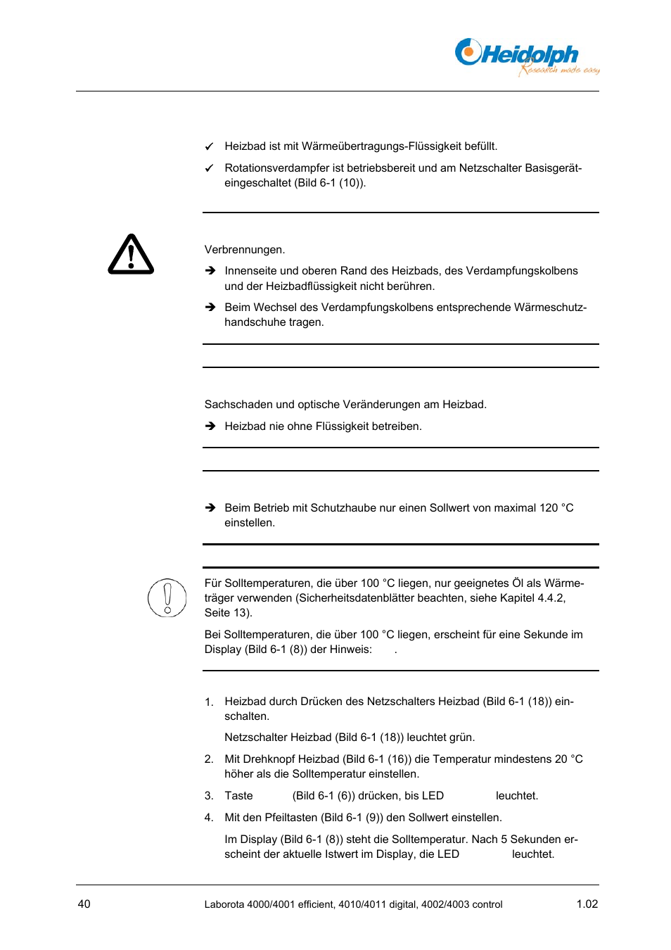 2 heizbadtemperatur einstellen | Heidolph LABOROTA 4000 up to 4003 User Manual | Page 42 / 364