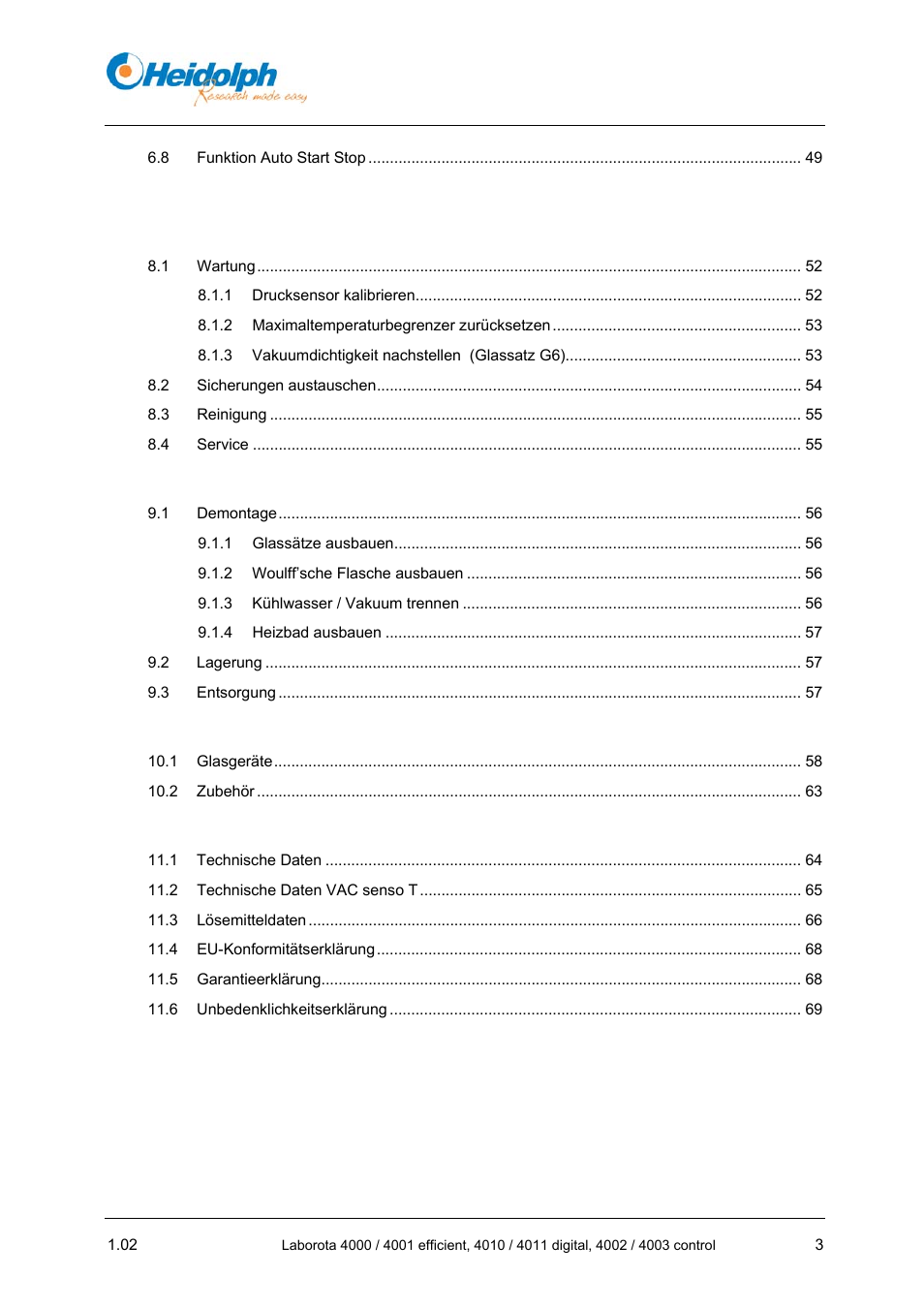 Heidolph LABOROTA 4000 up to 4003 User Manual | Page 5 / 364