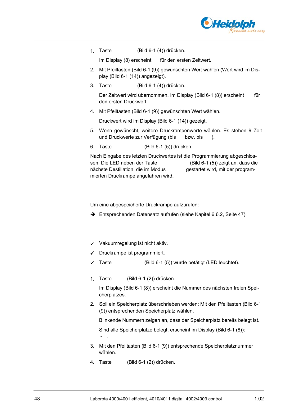 2 druckrampe aufrufen, 3 druckrampe speichern | Heidolph LABOROTA 4000 up to 4003 User Manual | Page 50 / 364
