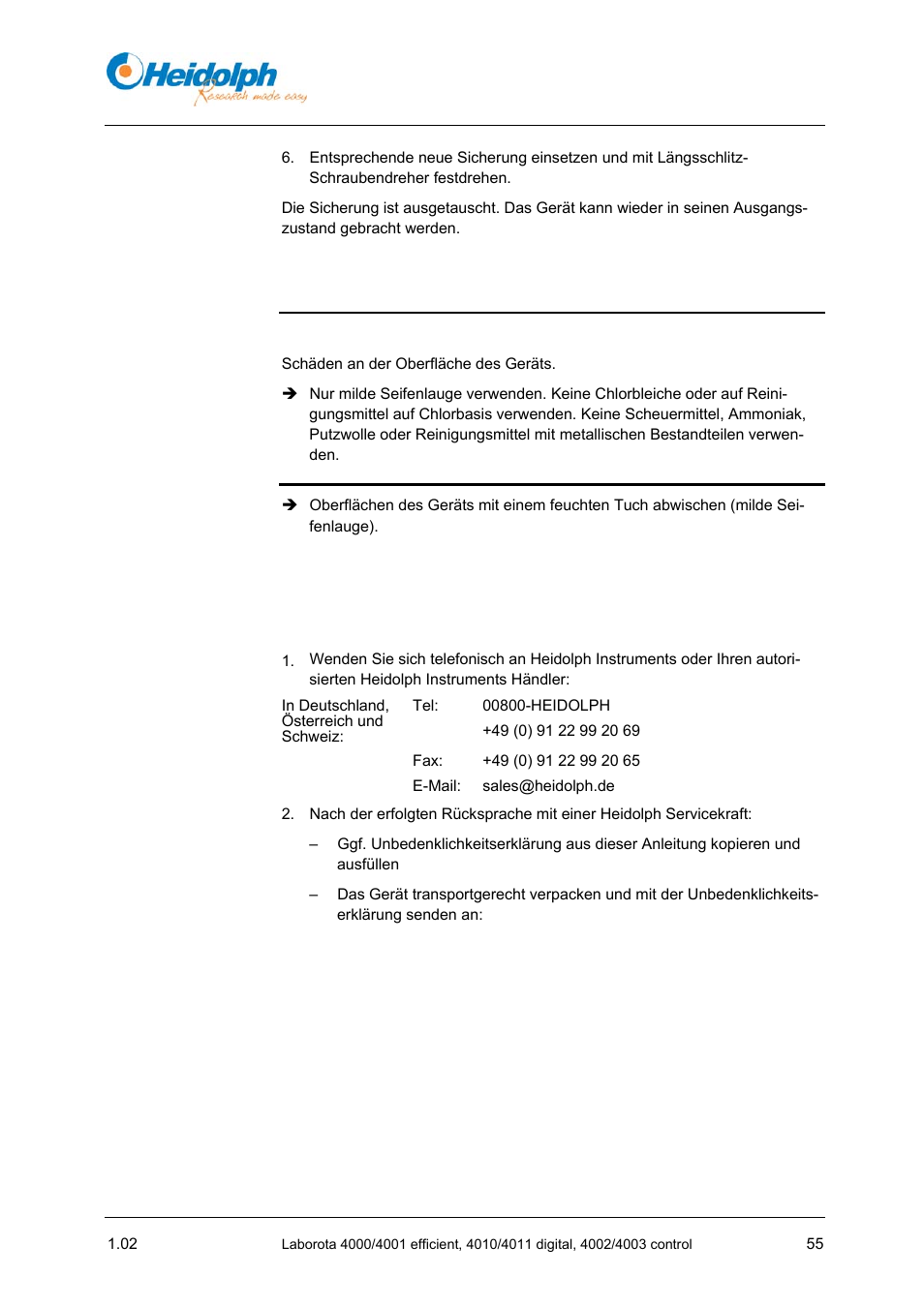3 reinigung, 4 service | Heidolph LABOROTA 4000 up to 4003 User Manual | Page 57 / 364