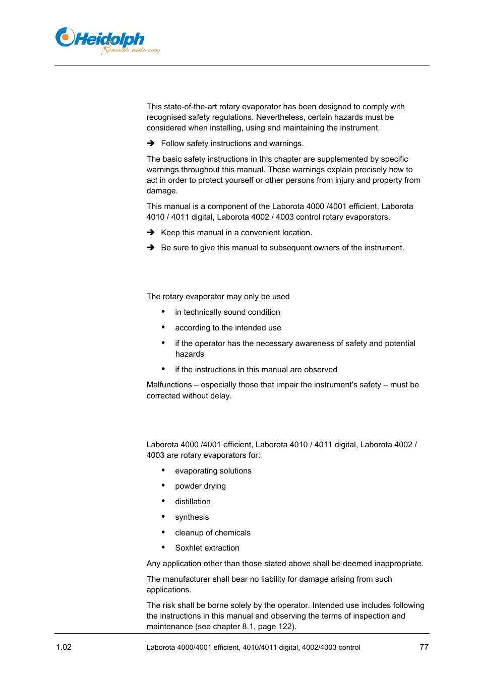 2 basic safety instructions, 1 general safety instructions, 2 intended use | 2 basic, Safety, Instructions, 1 general, Safety instructions | Heidolph LABOROTA 4000 up to 4003 User Manual | Page 79 / 364