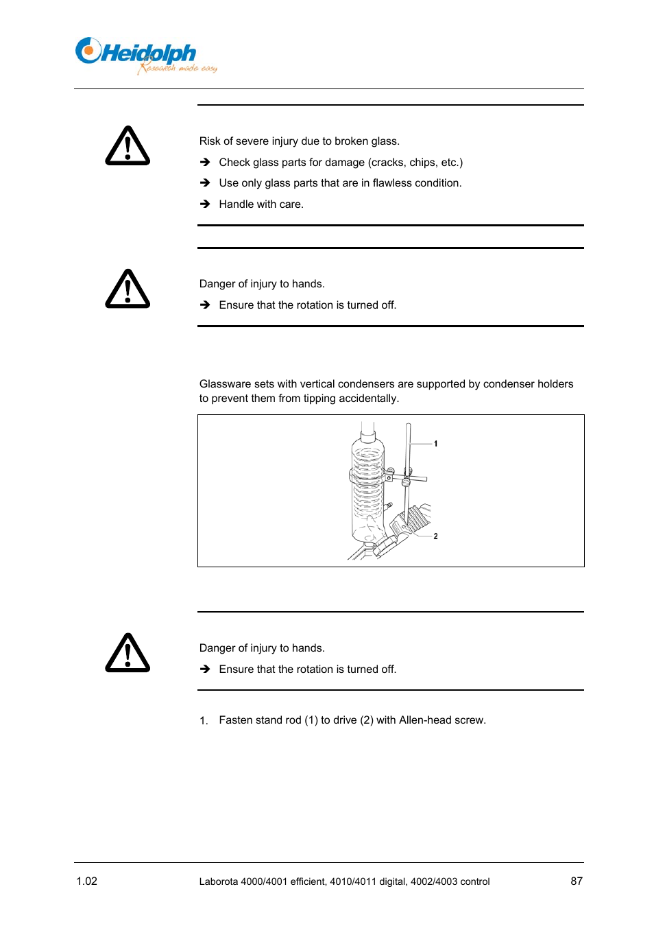 1 installing the condenser holder (g3–g6), 1 installing, Condenser holder (g3–g6) | Heidolph LABOROTA 4000 up to 4003 User Manual | Page 89 / 364