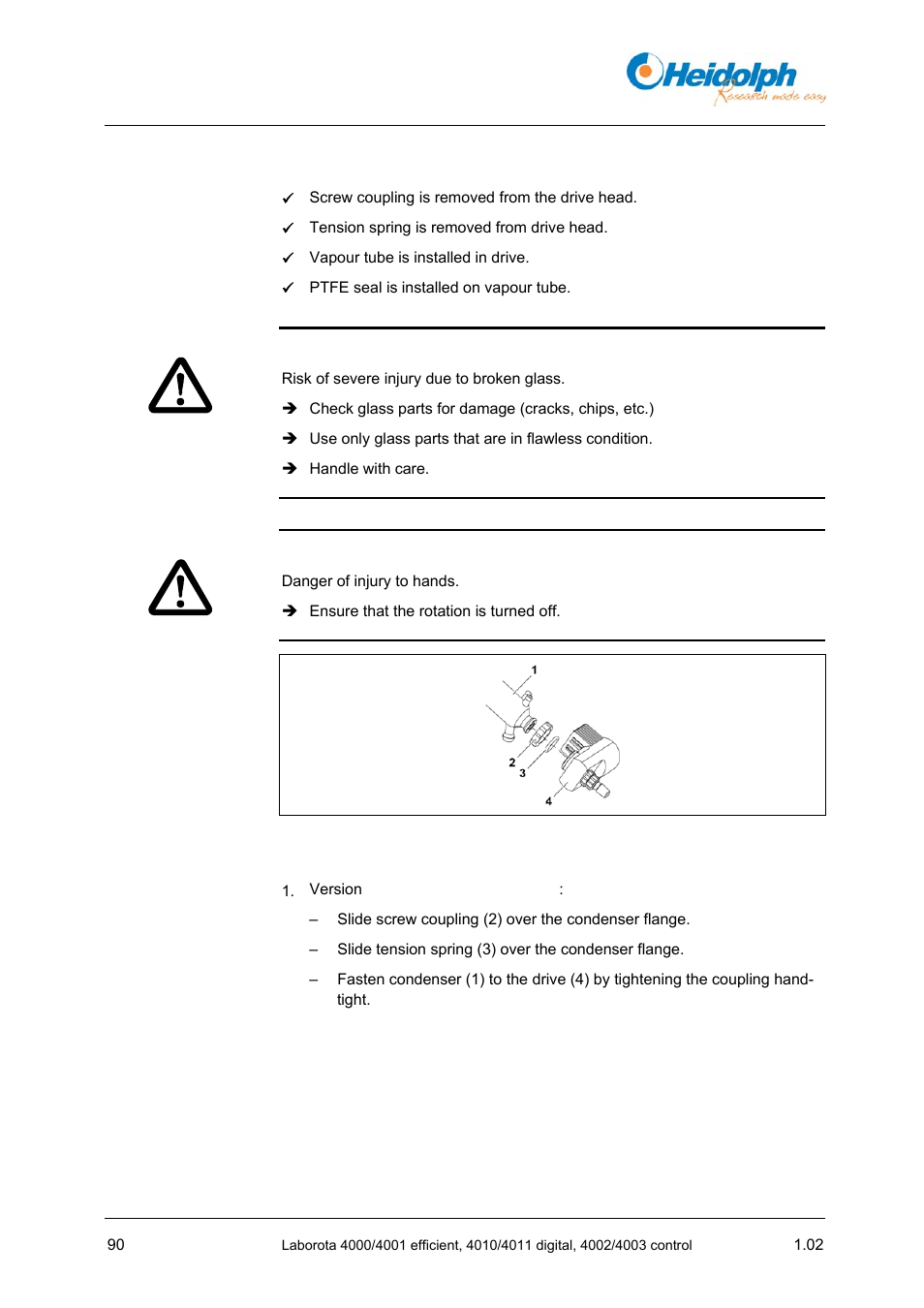 3 installing the condenser, 3 installing, The condenser | Heidolph LABOROTA 4000 up to 4003 User Manual | Page 92 / 364