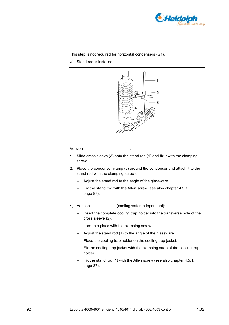 4 mounting, Vertical condenser (g3–g6) to the condenser holder | Heidolph LABOROTA 4000 up to 4003 User Manual | Page 94 / 364