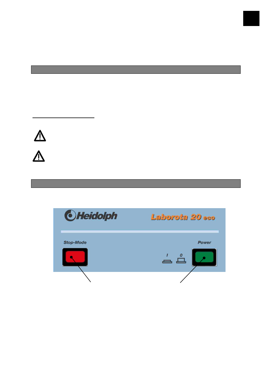 Working with the laborota 20 eco, Operation, Master switch / stop-mode switch | Heidolph LABOROTA 20 eco User Manual | Page 61 / 180