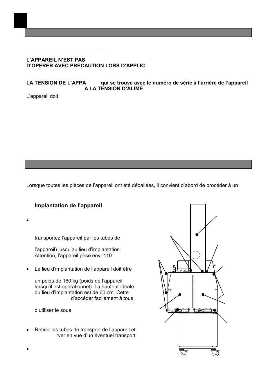 Installation dans le laboratoire, Mise en place, Implantation de l’appareil | E 124 | Heidolph LABOROTA 20 compact and safety User Manual | Page 124 / 284