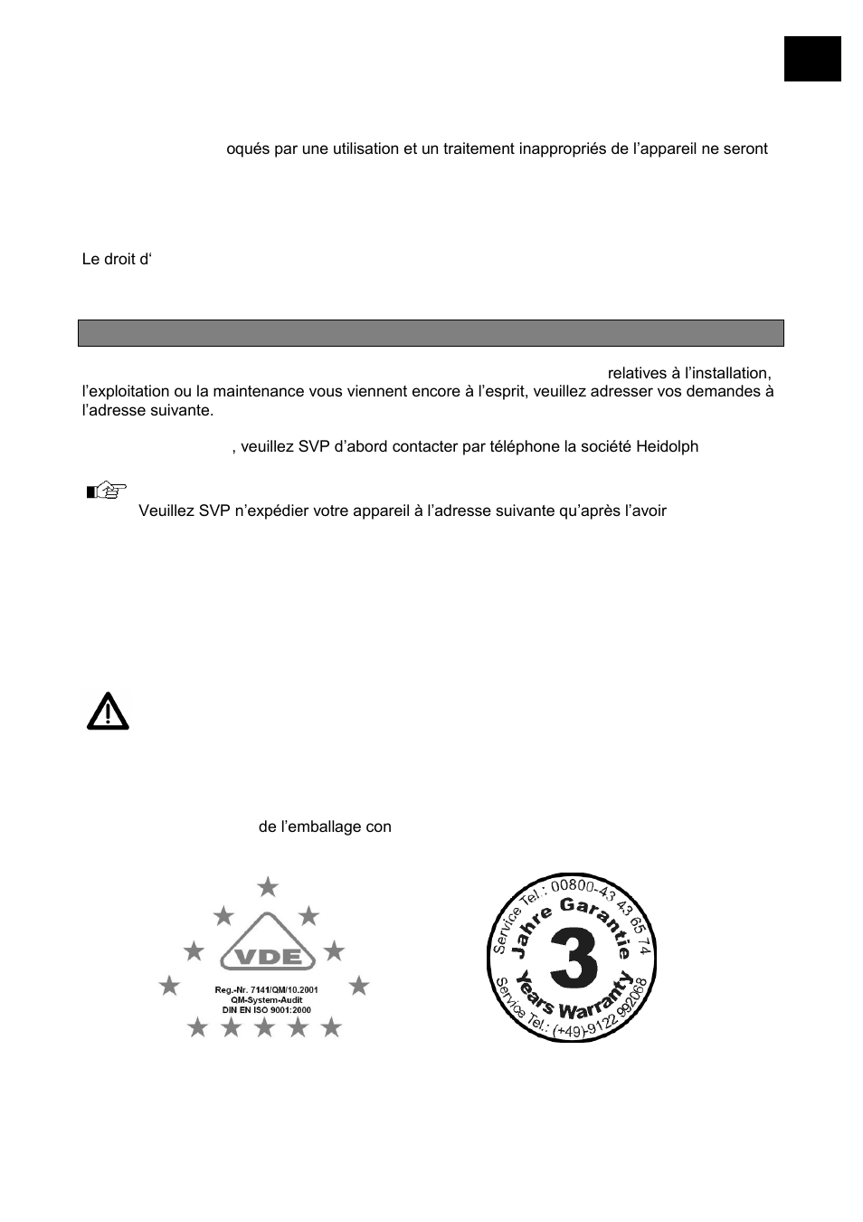 Questions / reparations | Heidolph LABOROTA 20 automatic User Manual | Page 187 / 190