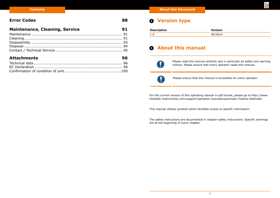 Version type, About this manual | Heidolph Automatic Module Distimatic User Manual | Page 3 / 52