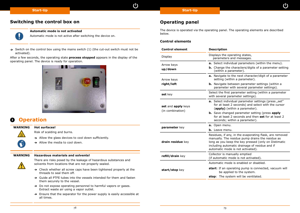 Operation, Switching the control box on operating panel | Heidolph Automatic Module Distimatic User Manual | Page 40 / 52