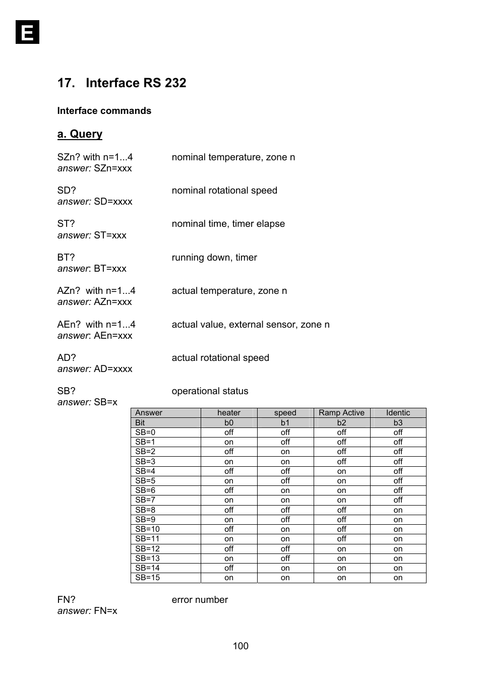 Interface rs 232, A. query | Heidolph Synthesis 1 User Manual | Page 100 / 268