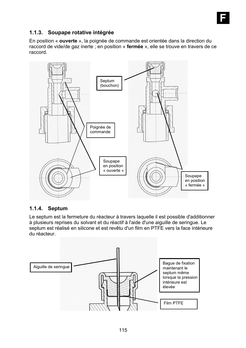 Soupape rotative intégrée, Septum, If i | Heidolph Synthesis 1 User Manual | Page 115 / 268