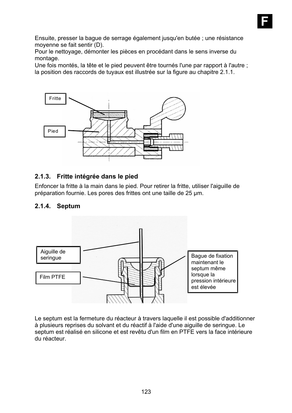 Fritte intégrée dans le pied, Septum, If i | Heidolph Synthesis 1 User Manual | Page 123 / 268