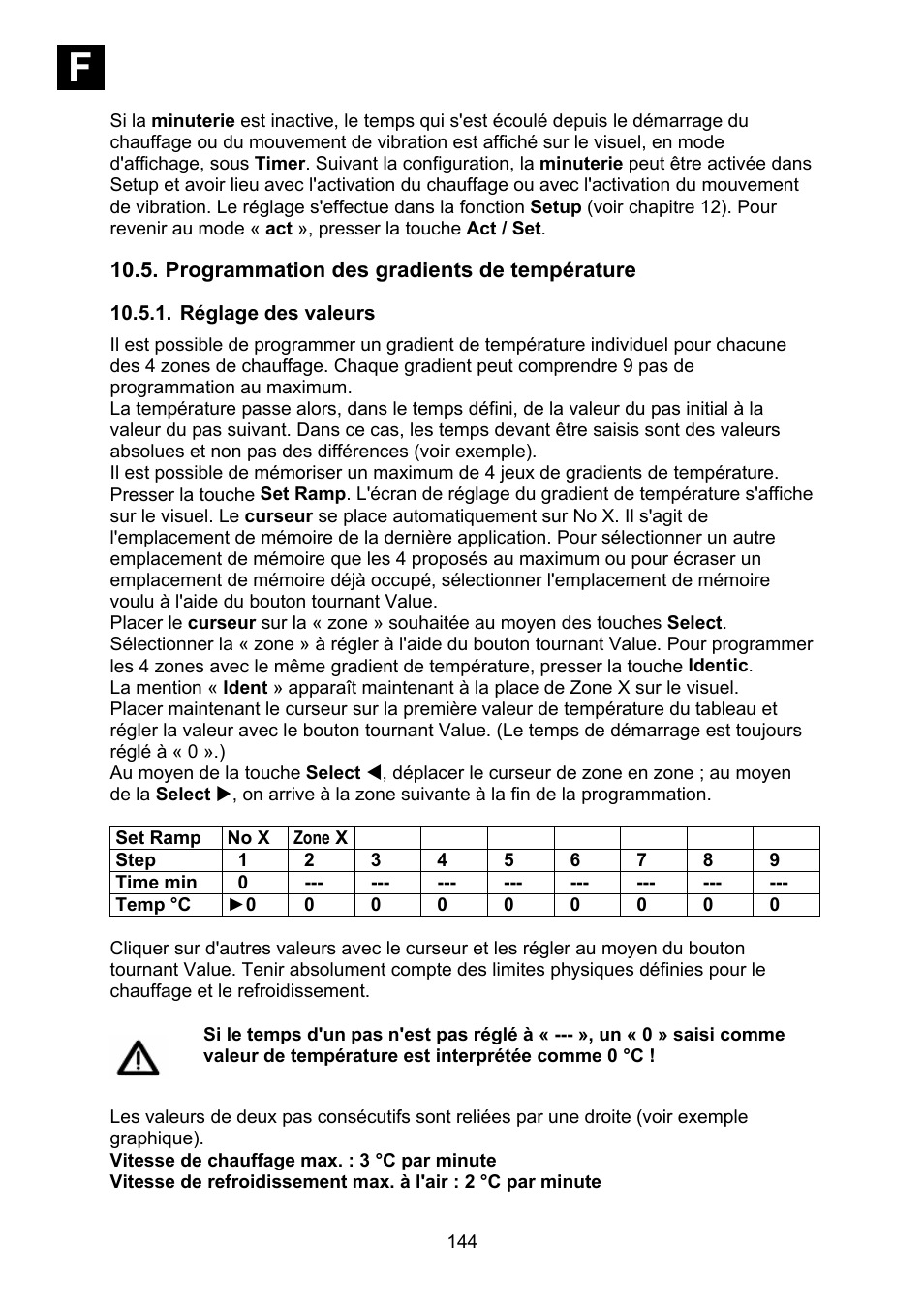 Programmation des gradients de température, Réglage des valeurs, If i | Heidolph Synthesis 1 User Manual | Page 144 / 268