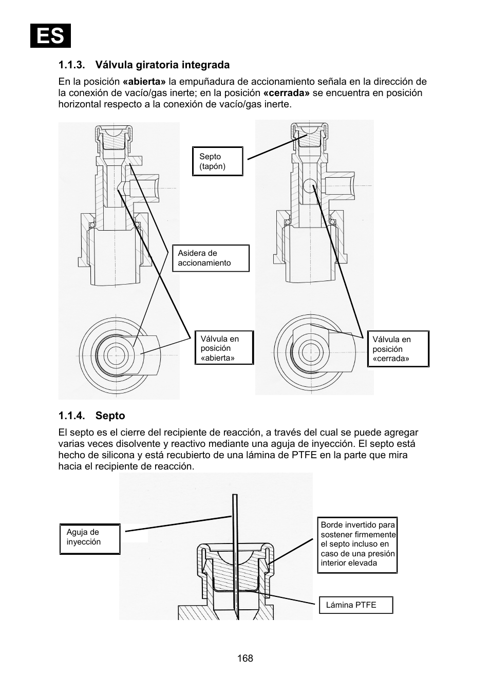 Válvula giratoria integrada, Septo, Ies i | Heidolph Synthesis 1 User Manual | Page 168 / 268