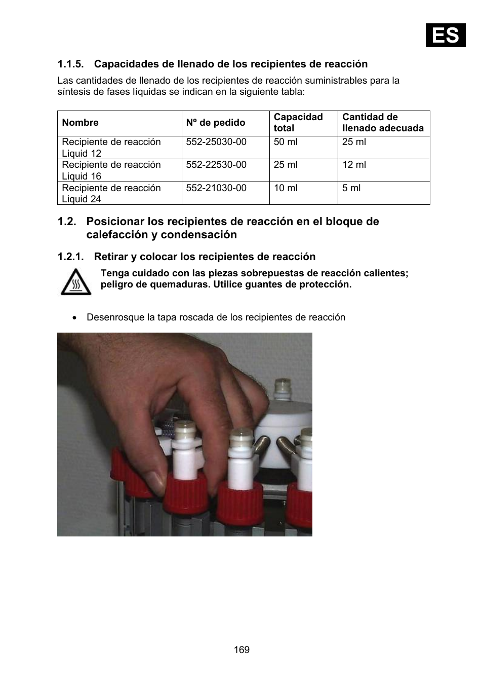 Retirar y colocar los recipientes de reacción, Ies i | Heidolph Synthesis 1 User Manual | Page 169 / 268
