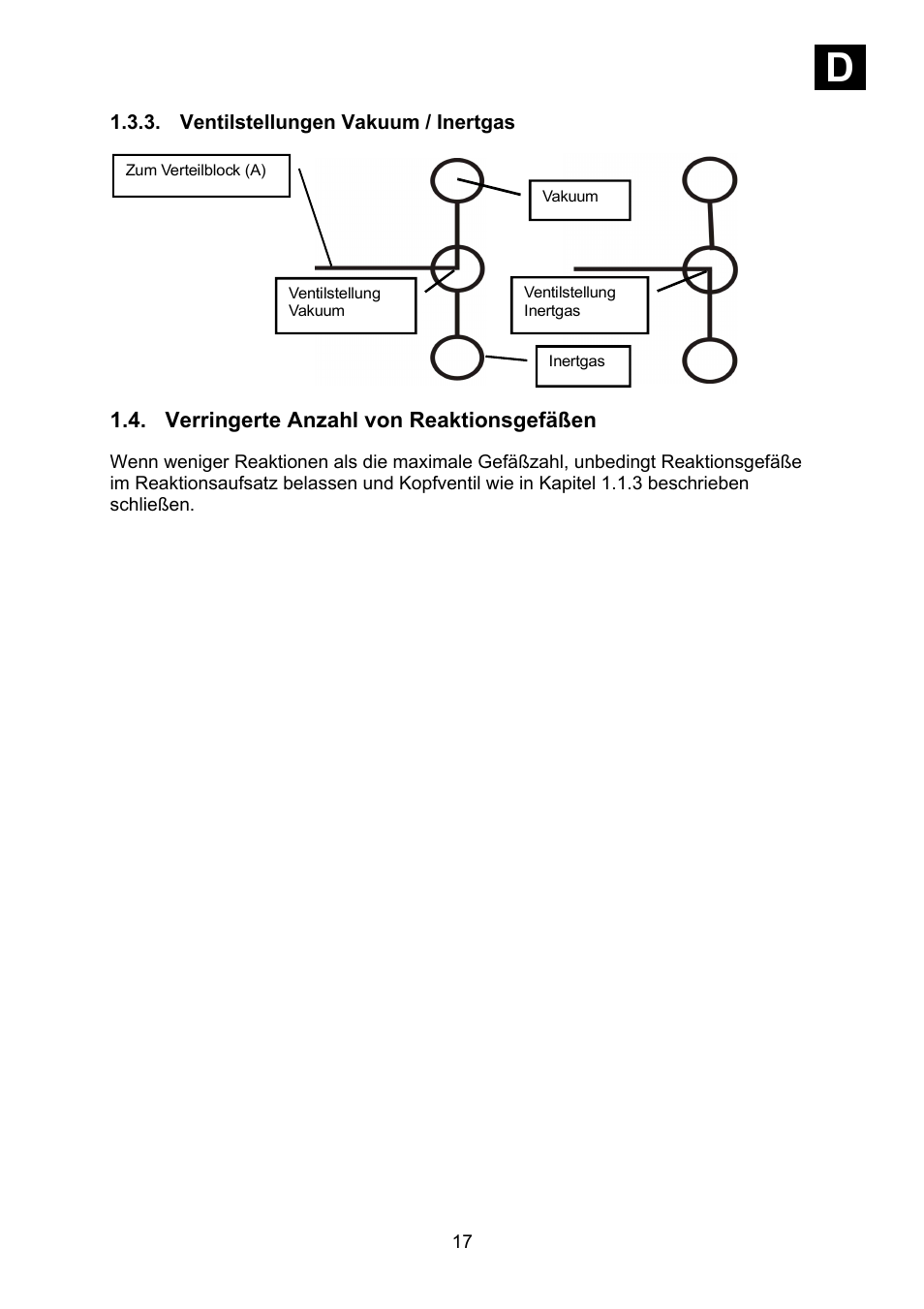 Ventilstellungen vakuum / inertgas, Verringerte anzahl von reaktionsgefäßen, Id i | Heidolph Synthesis 1 User Manual | Page 17 / 268
