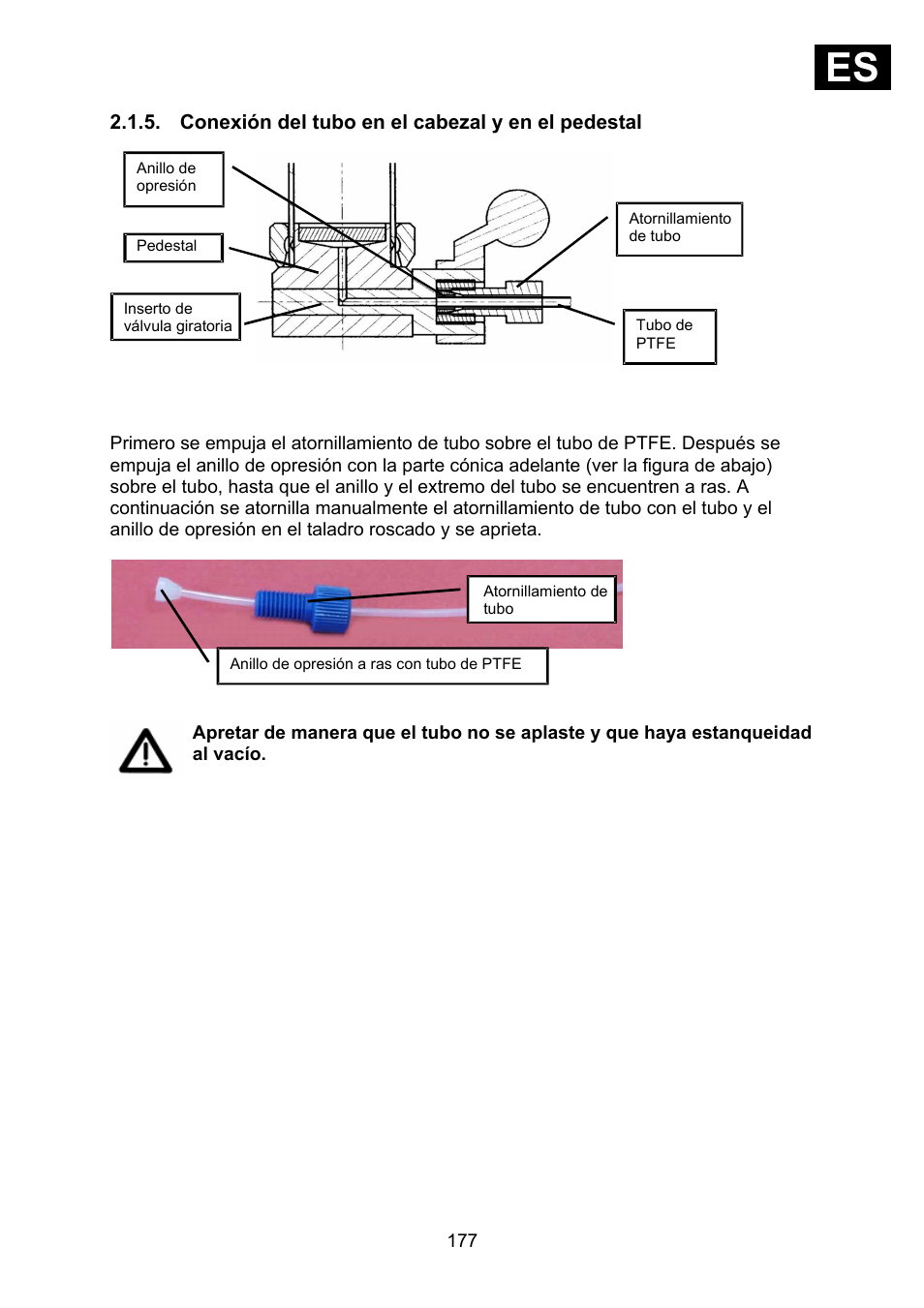 Conexión del tubo en el cabezal y en el pedestal, Ies i | Heidolph Synthesis 1 User Manual | Page 177 / 268