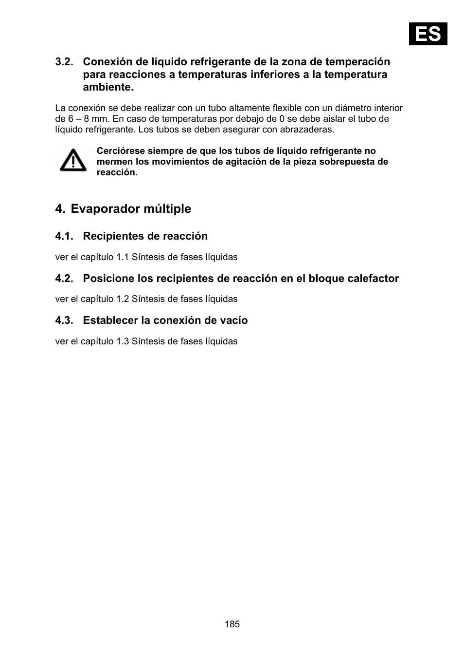 Evaporador múltiple, Recipientes de reacción, Establecer la conexión de vacío | Ies i | Heidolph Synthesis 1 User Manual | Page 185 / 268