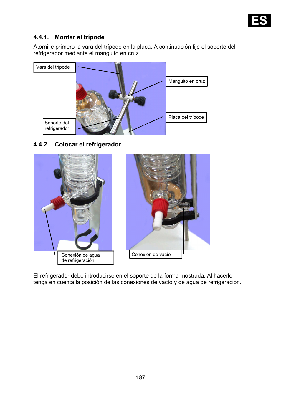 Montar el trípode, Colocar el refrigerador, Ies i | Heidolph Synthesis 1 User Manual | Page 187 / 268