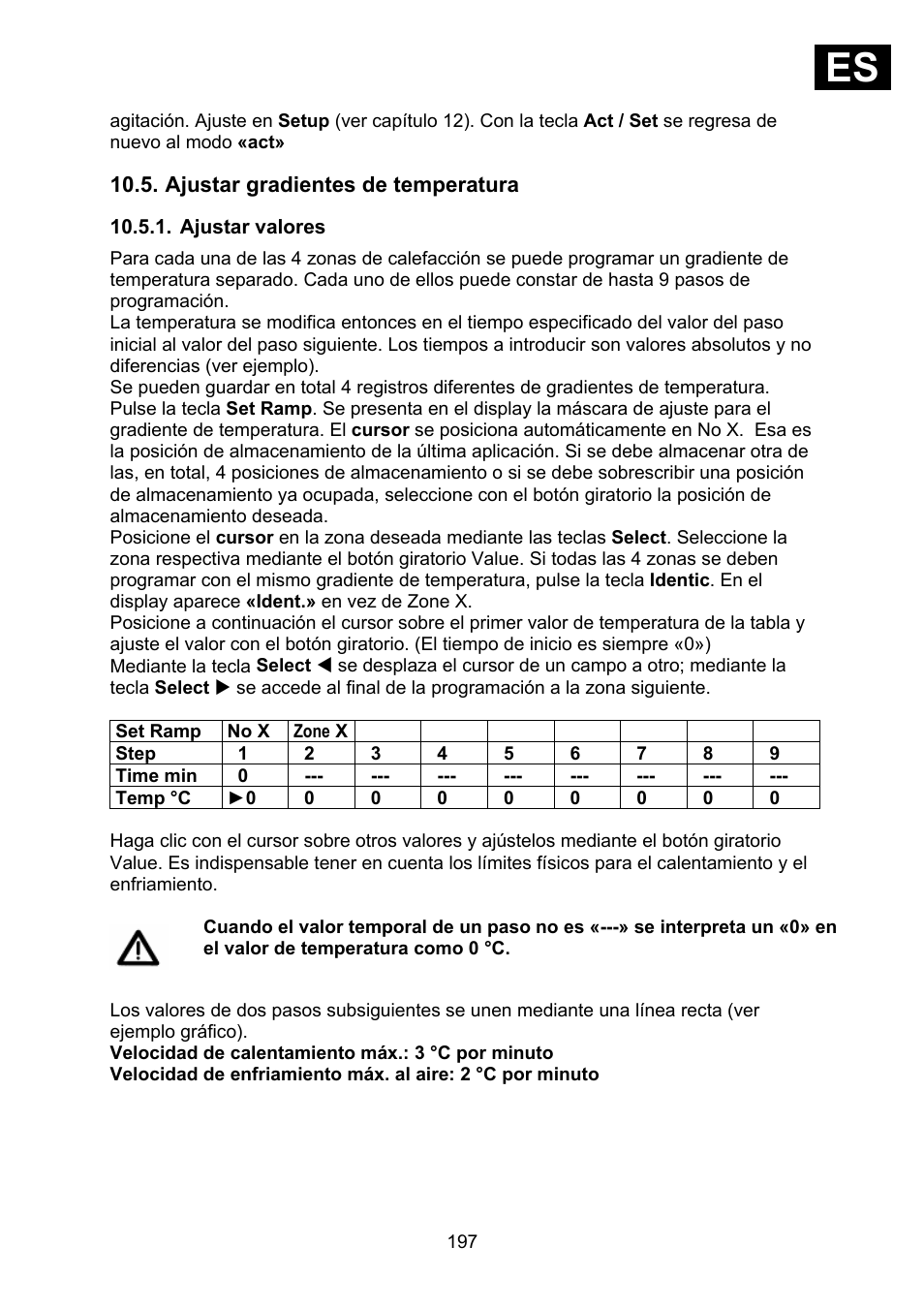 Ajustar gradientes de temperatura, Ajustar valores, Ies i | Heidolph Synthesis 1 User Manual | Page 197 / 268