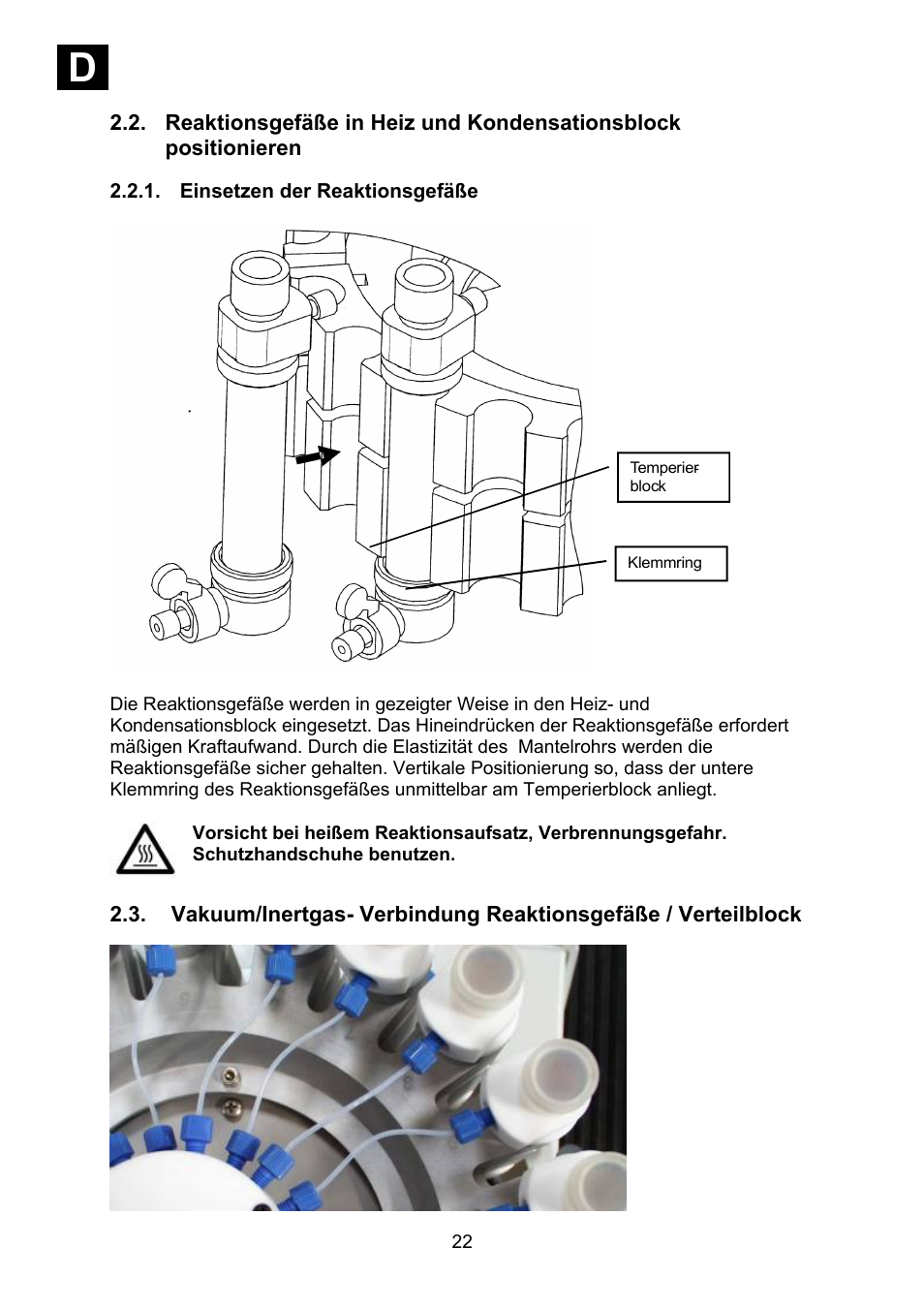 Einsetzen der reaktionsgefäße, Id i | Heidolph Synthesis 1 User Manual | Page 22 / 268