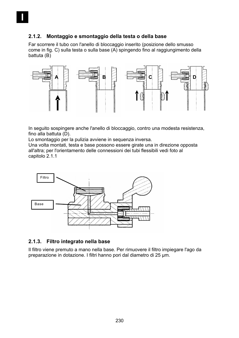 Montaggio e smontaggio della testa o della base, Filtro integrato nella base | Heidolph Synthesis 1 User Manual | Page 230 / 268