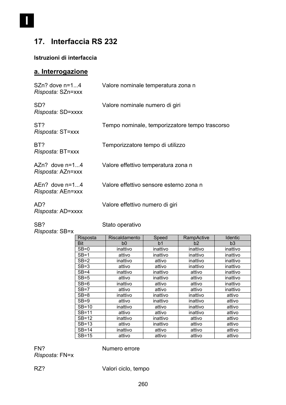 Interfaccia rs 232, A. interrogazione | Heidolph Synthesis 1 User Manual | Page 260 / 268