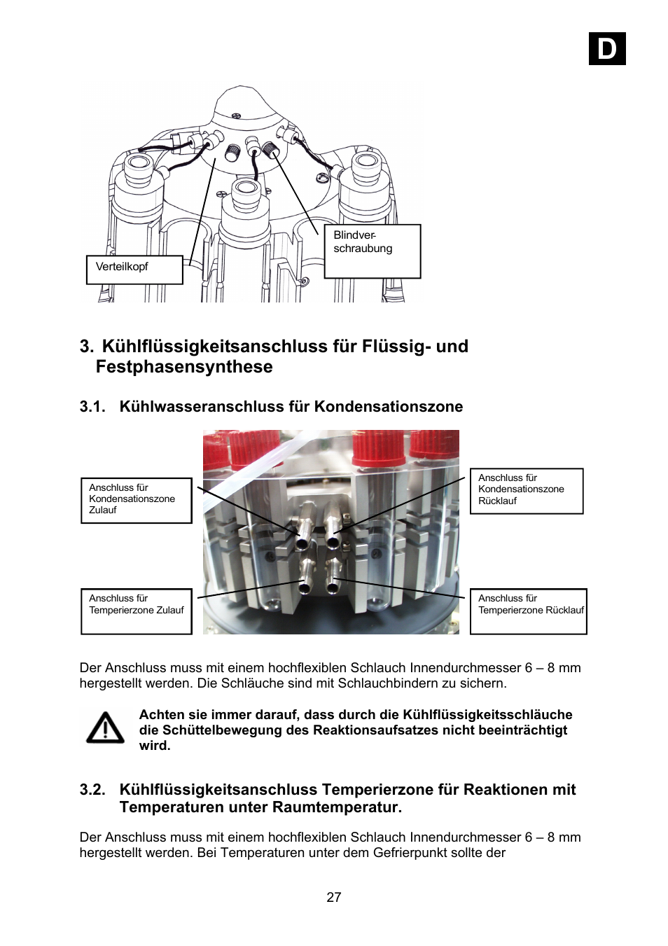 Kühlwasseranschluss für kondensationszone, Id i | Heidolph Synthesis 1 User Manual | Page 27 / 268