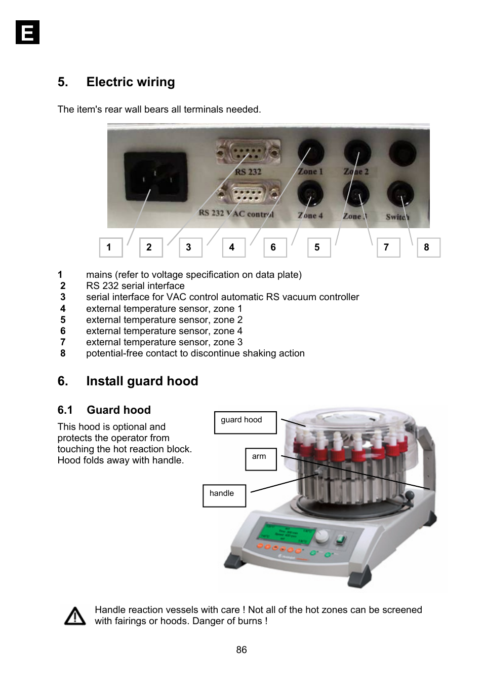 Electric wiring, Install guard hood | Heidolph Synthesis 1 User Manual | Page 86 / 268